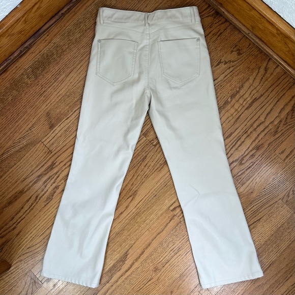 Zara | Faux Leather Cream Straight Leg Pants Size 4 - Picture 4 of 15